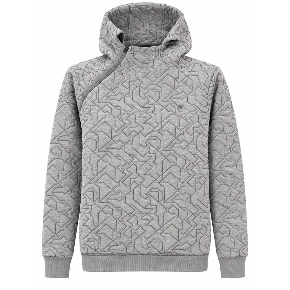 G-star RAW Quilted Geometric Hoodie Men Sz M Grey Cotton Blend Streetwear GUC